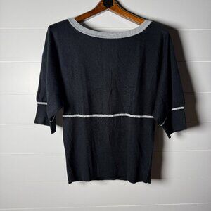 AGB Keyhole Back 1/2 Sleeves Sweater Black & Silver Sz XL